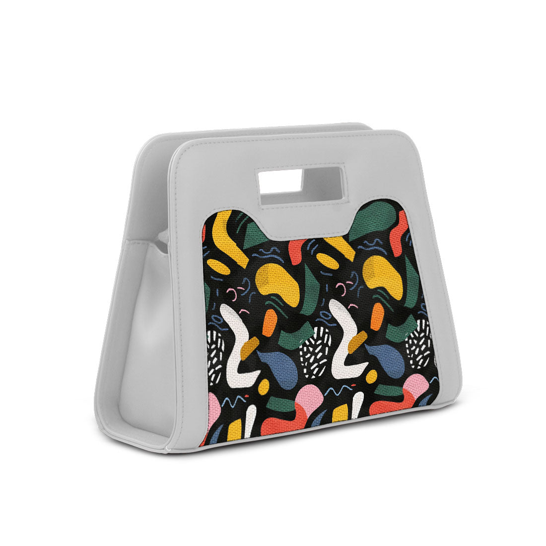 White Chic Peek Handbag Colorful Abstract - 2