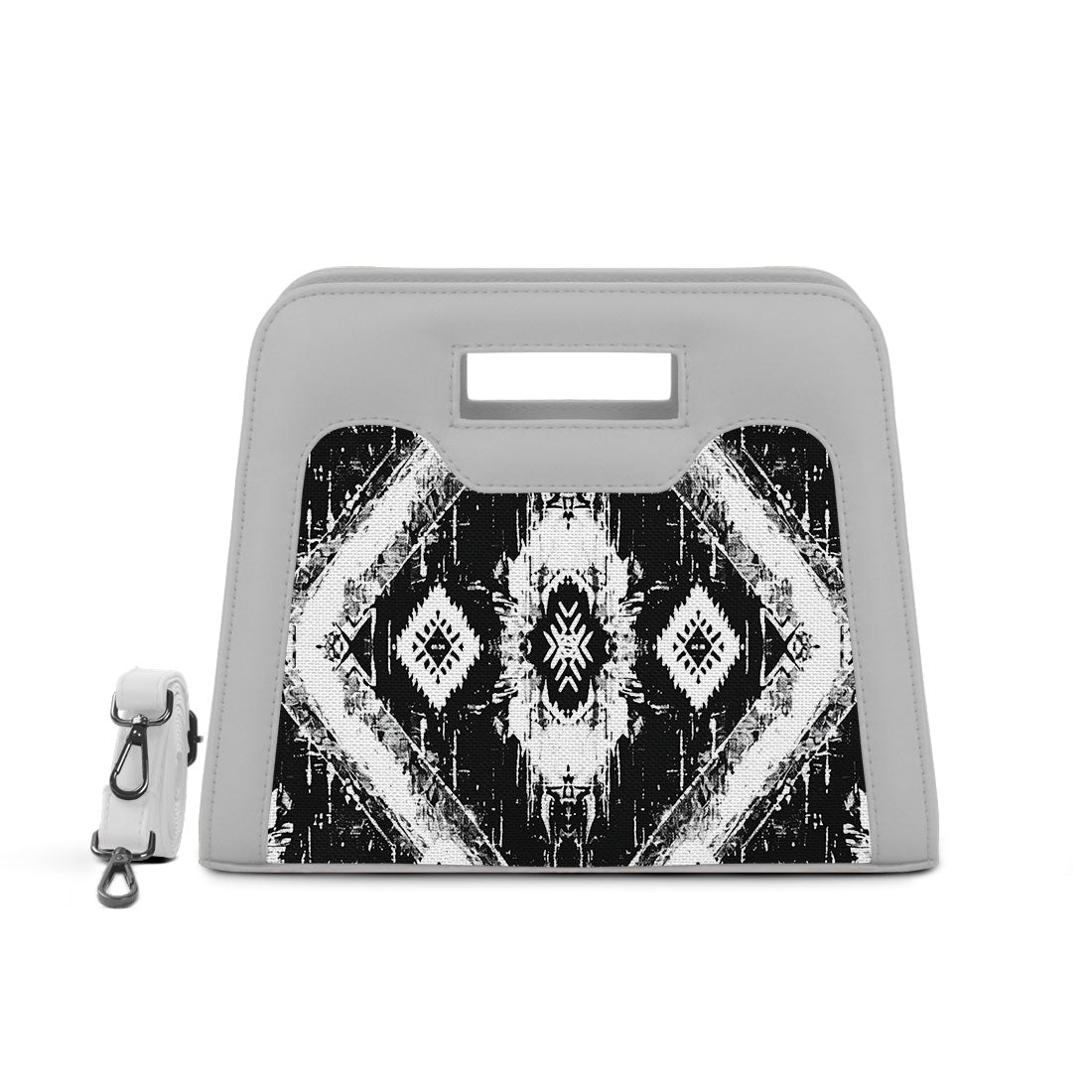 White Chic Peek Handbag Ethnic Ikat - 1
