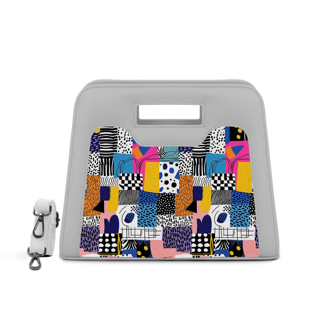 White Chic Peek Handbag Graphic Shapes - 1