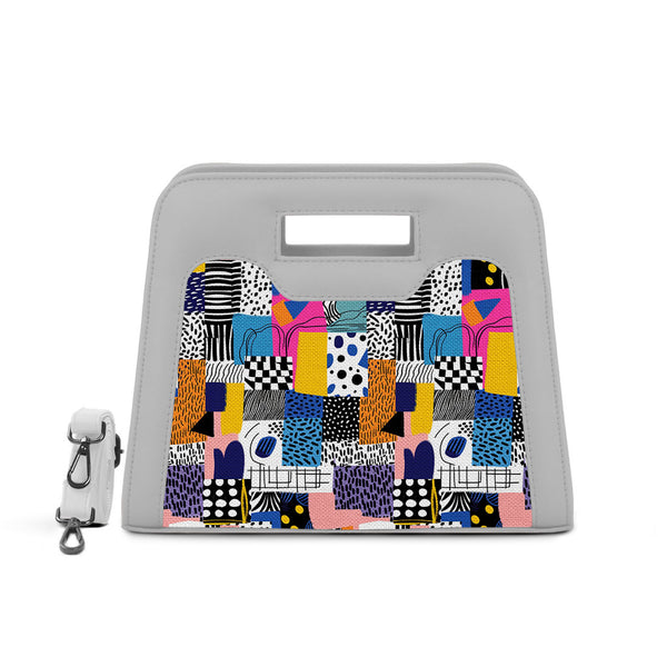 White Chic Peek Handbag Graphic Shapes - 1