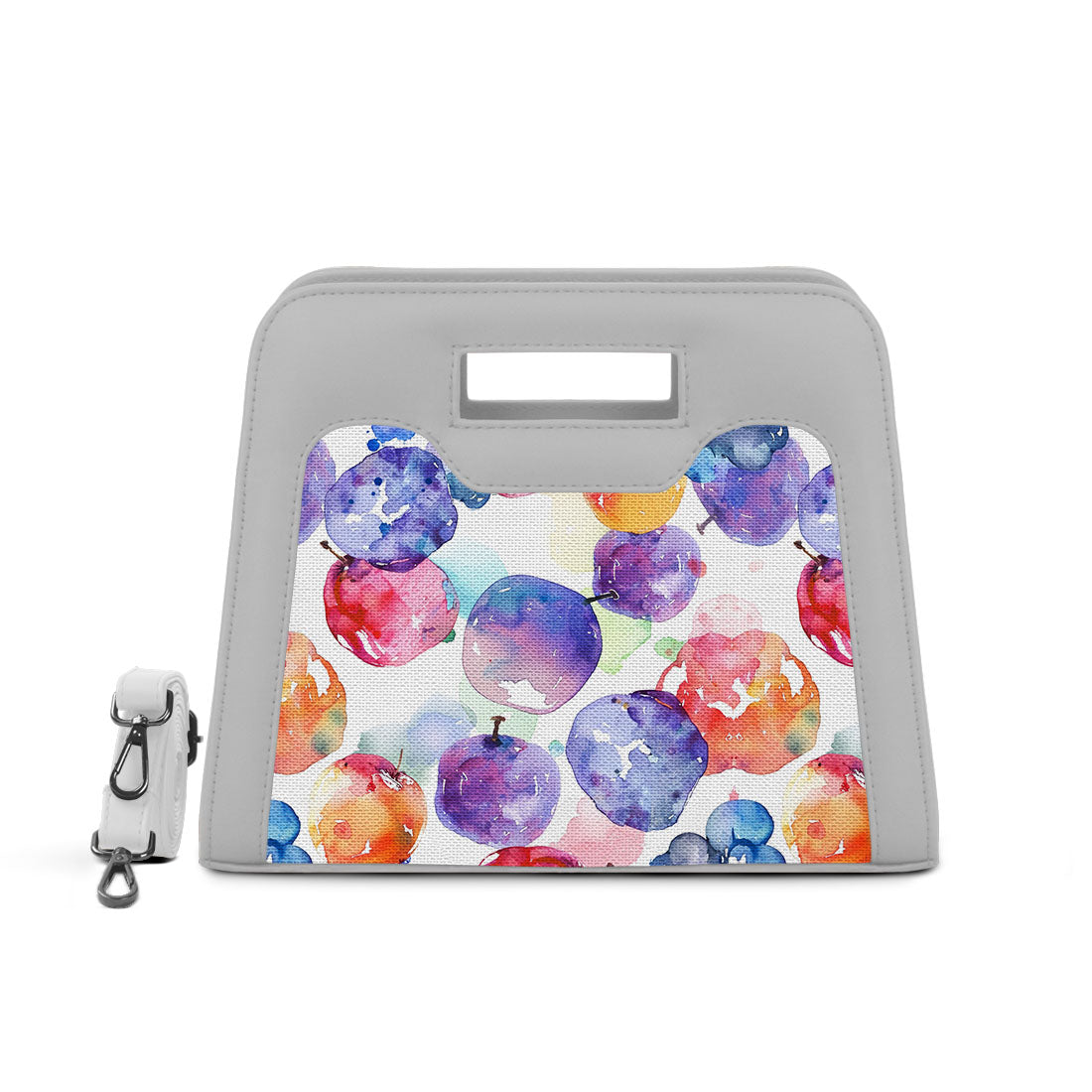 White Chic Peek Handbag Watercolor Apples - 1