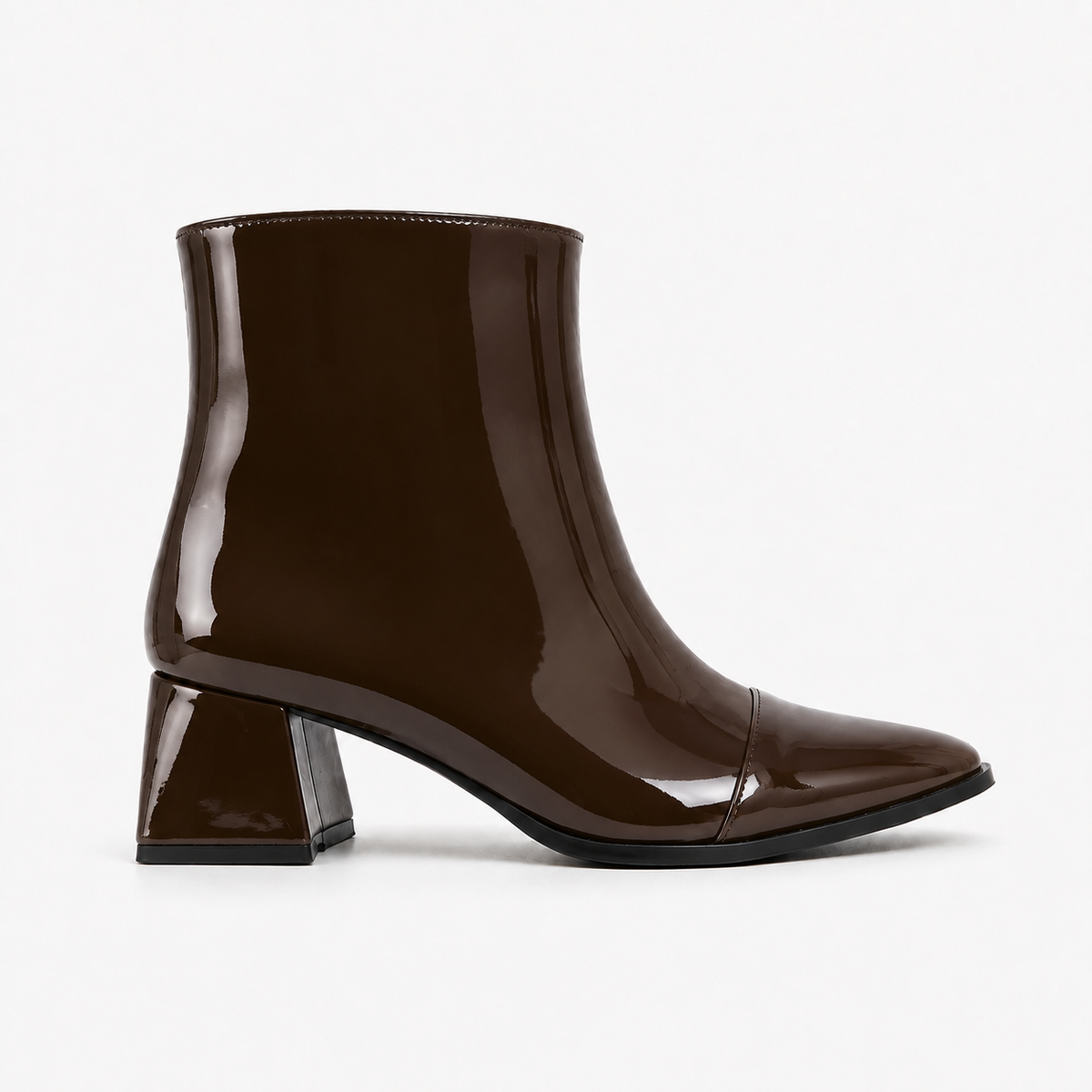 Chocolate Gloss Muse Ankle Boots - Patent Leather - 2 | ECADRA