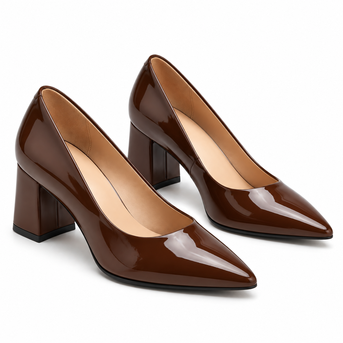 Coffee brown Patent Leather Heel pump