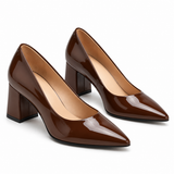 Coffee brown Patent Leather Heel pump