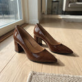 Coffee brown Patent Leather Heel pump