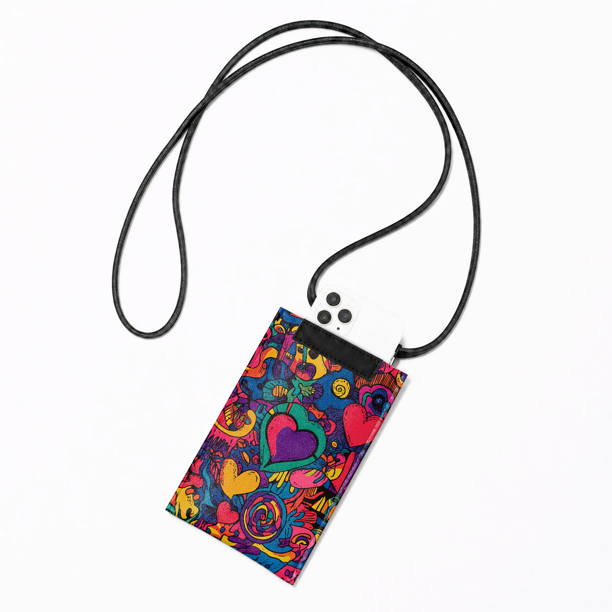 Crossbody Phone Bag – Color Pop Heart Doodle