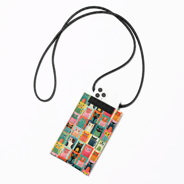Crossbody Phone Bag – Colorful Cat Patchwork