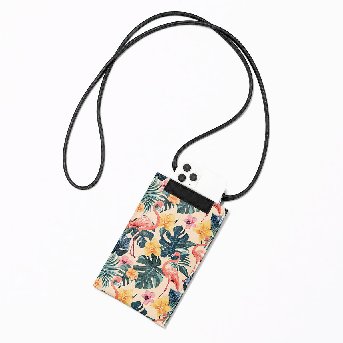 Crossbody Phone Bag – Flamingo Tropical Garden