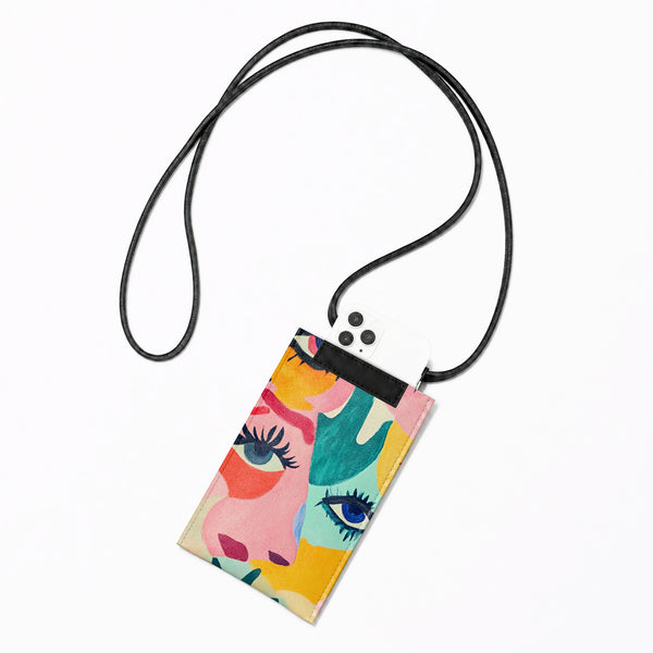 Crossbody Phone Bag –  Modern Color Block Face