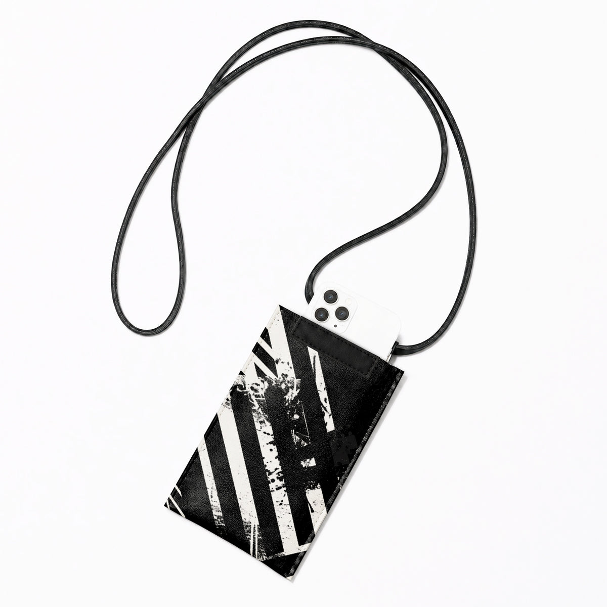 Crossbody Phone Bag – Monochrome Urban Brushstroke