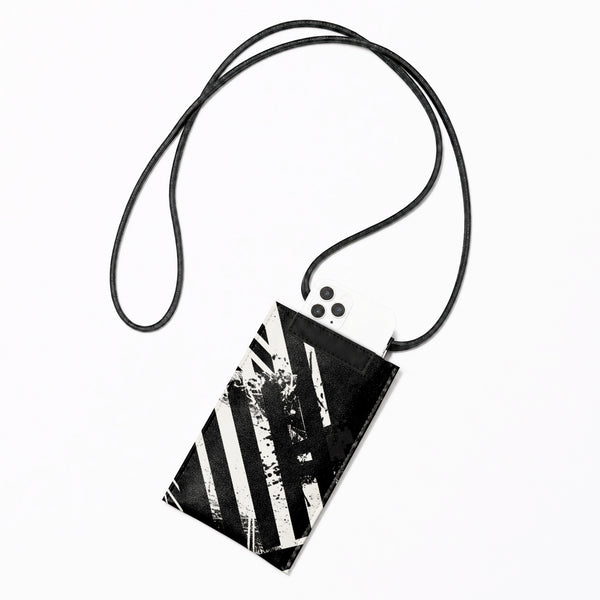 Crossbody Phone Bag – Monochrome Urban Brushstroke