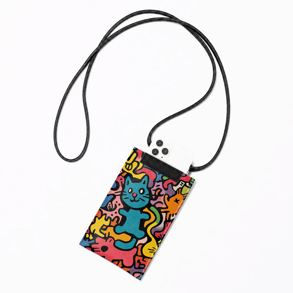 Crossbody Phone Bag – Playful Pop Art Cat