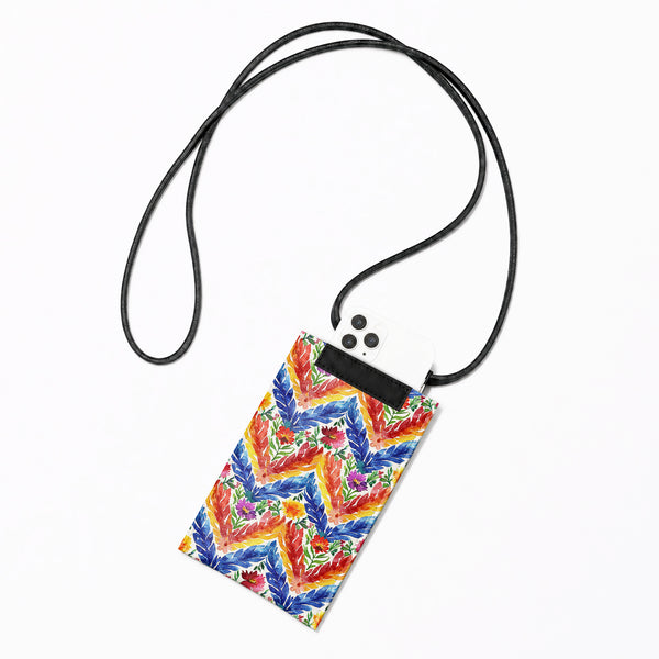 Crossbody Phone Bag – Watercolor Tropical Leaves
