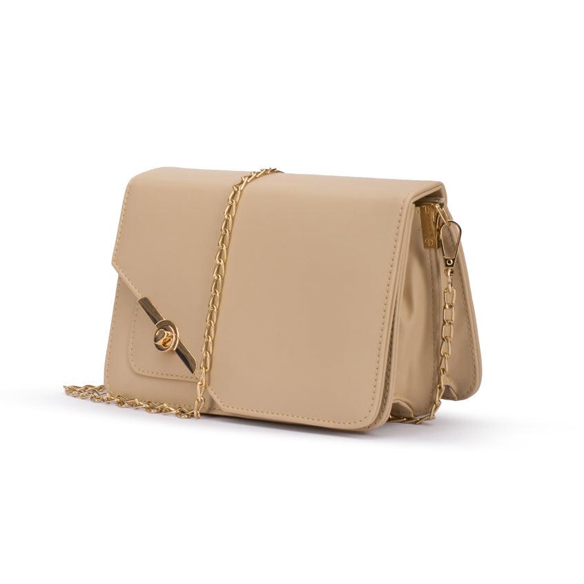 Quilted Beige Shoulder Bag – شنطة كتف حريمي، صورة تانية – ECADRA