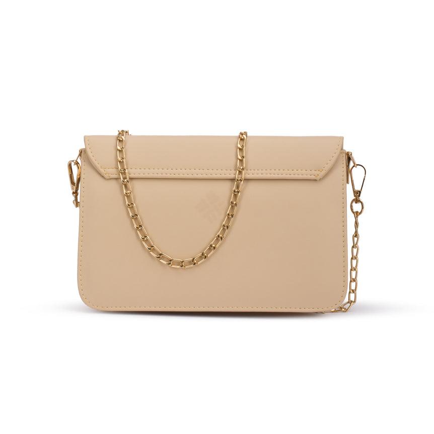 Quilted Beige Shoulder Bag – شنطة كتف حريمي، صورة تانية 3 – ECADRA
