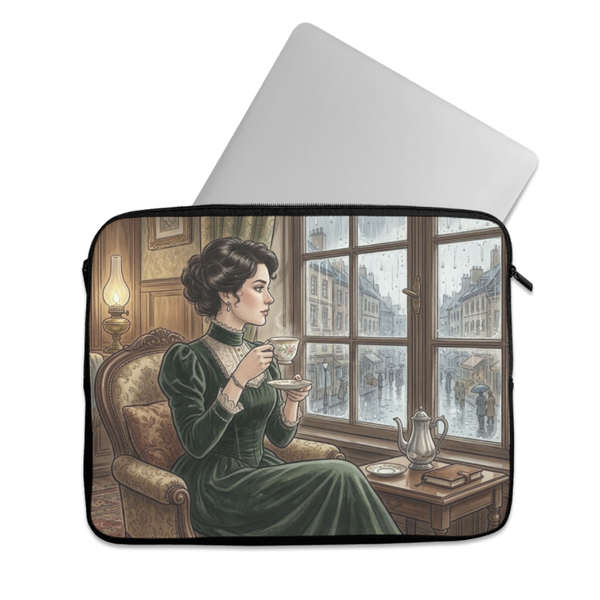 Laptop Sleeve Dark Academia Victorian Rainy Tea Time