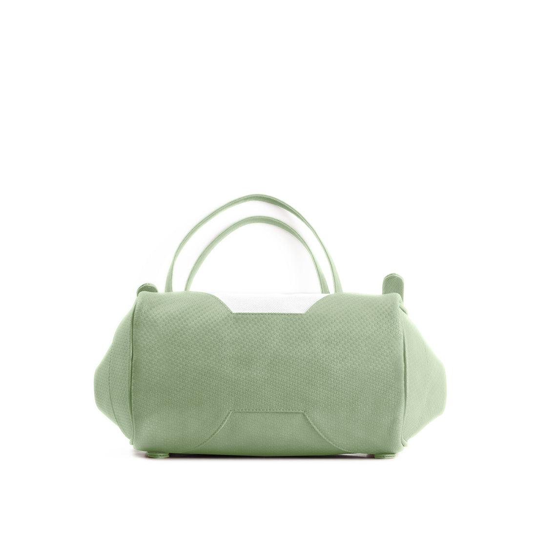 Mint Green Leather Tote Bag floral
