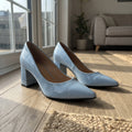 Baby Blue Patent Leather Heel Pump