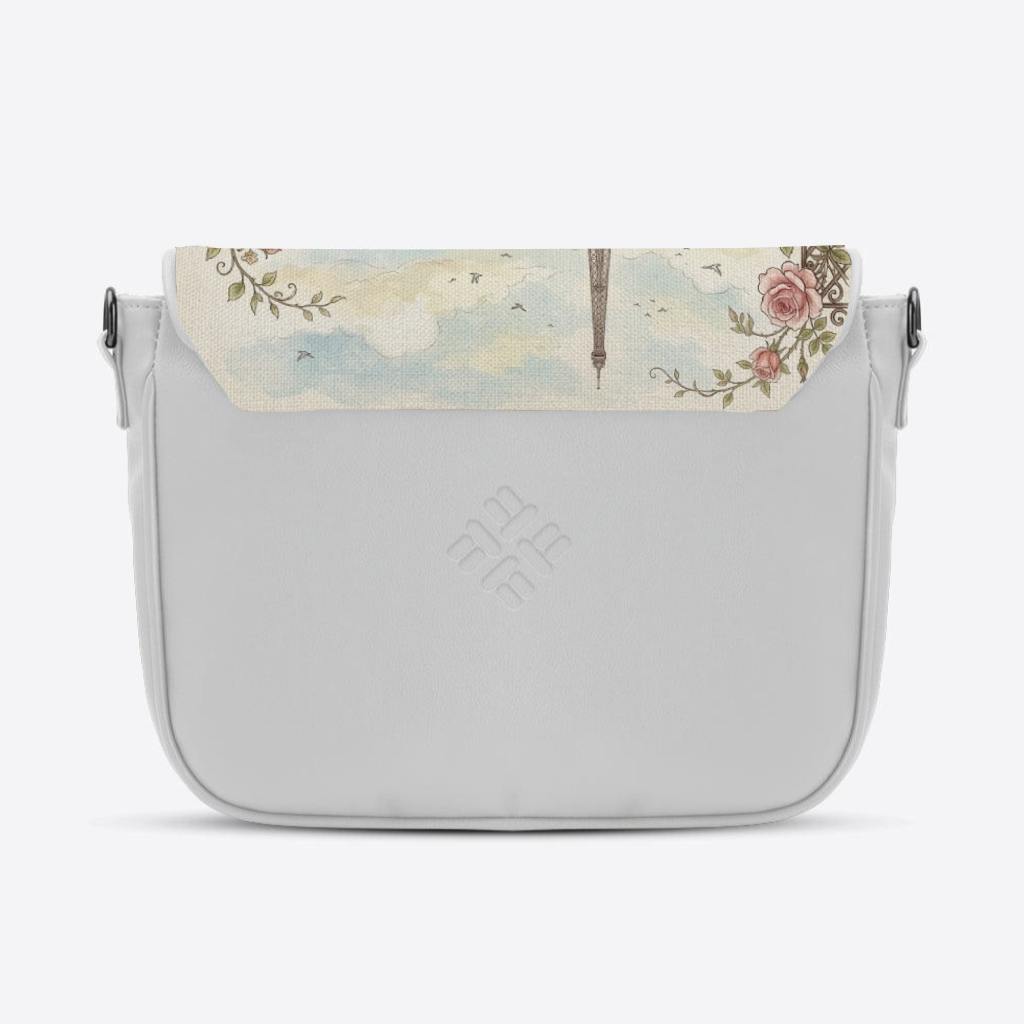 White Messenger Crossbody Eiffel Tower Paris France - 2