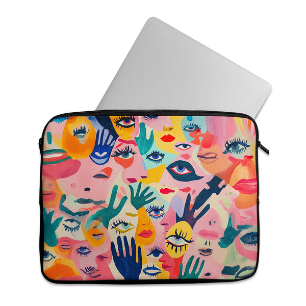 Laptop Sleeve Eyes and Hands – جراب لابتوب مرسوم عليه بنات – ECADRA