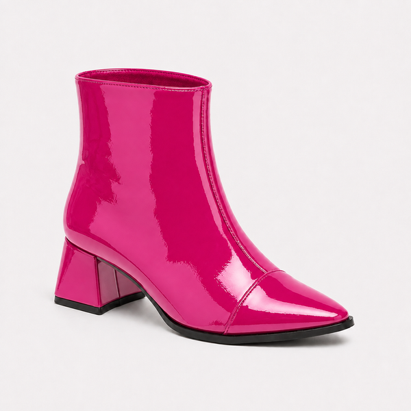 Fuchsia Gloss Muse Ankle Boots - Patent Leather | ECADRA