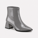 Gray Gloss Muse Ankle Boots - Patent Leather | ECADRA