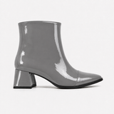 Gray Gloss Muse Ankle Boots - Patent Leather - 2 | ECADRA