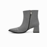 Gray Signature Ankle Boots - 3 | ECADRA