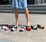 Red Block Heel Slipper
