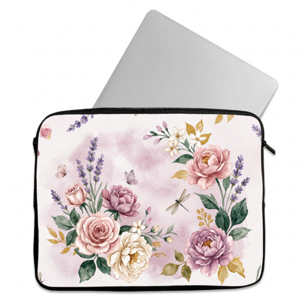 Laptop Sleeve Spring Garden Watercolor Floral Print