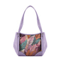 Lavender Leather Tote Bag mixed leaves