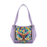 Lavender Leather Tote Bag pretty lady - CANVAEGYPT