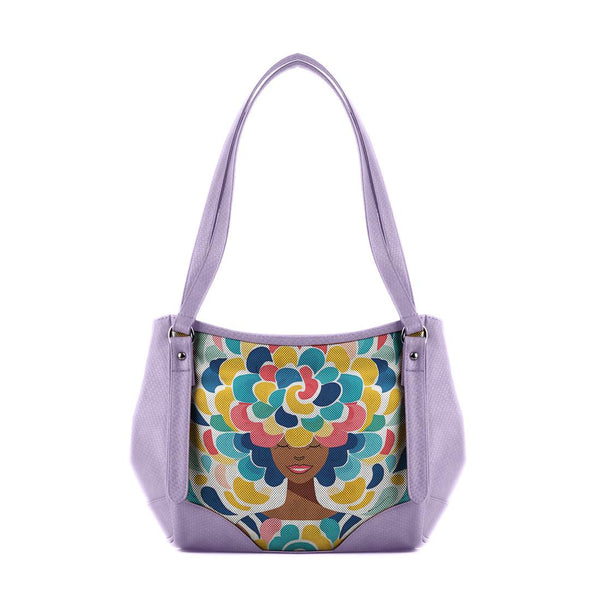 Lavender Leather Tote Bag pretty lady - CANVAEGYPT