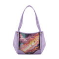 Lavender Leather Tote Bag wavy sky
