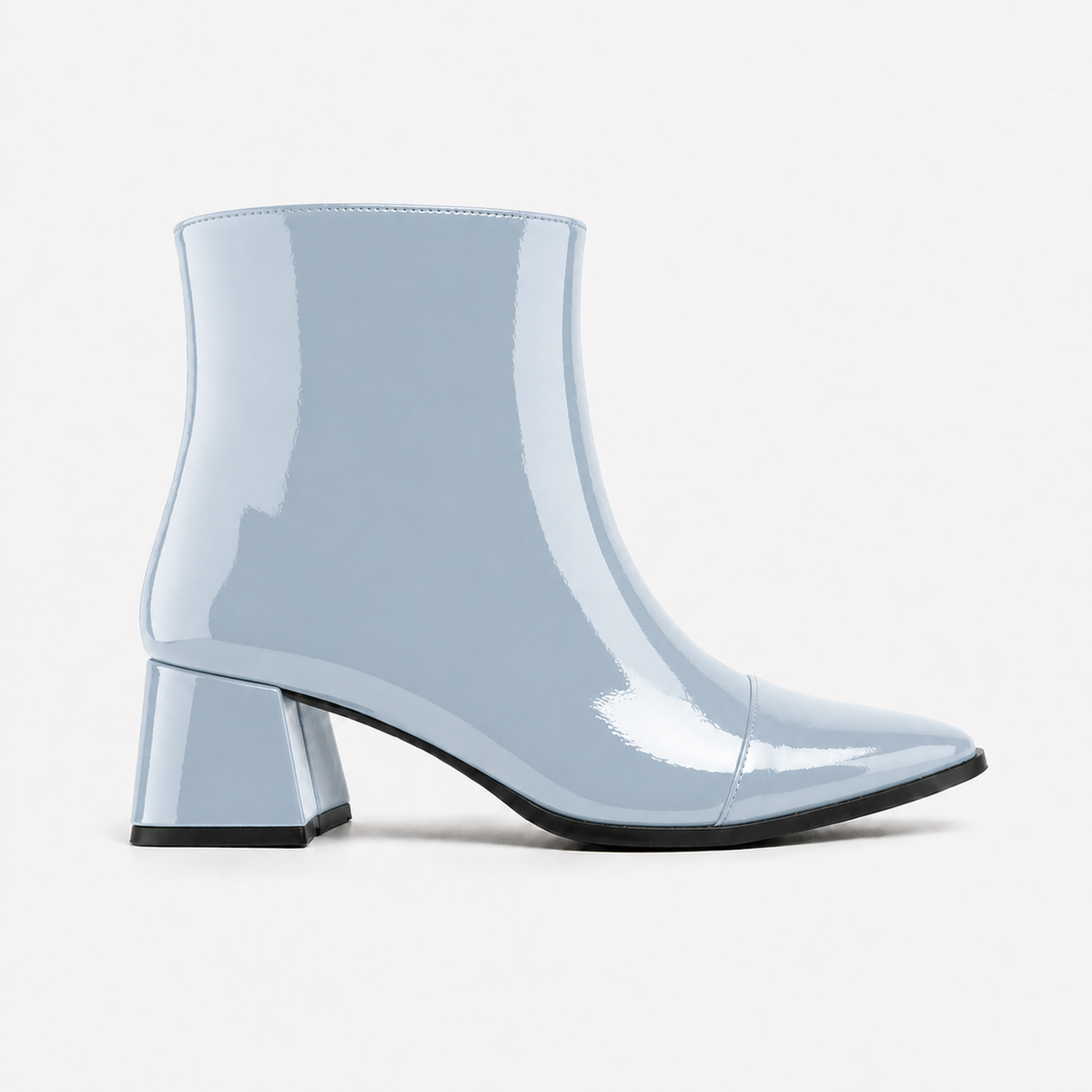Light Blue Gloss Muse Ankle Boots - Patent Leather - 2 | ECADRA