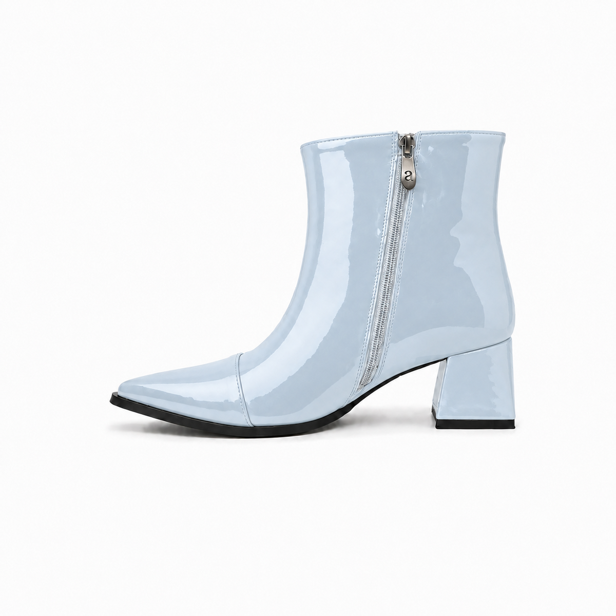 Light Blue Gloss Muse Ankle Boots - Patent Leather - 3 | ECADRA
