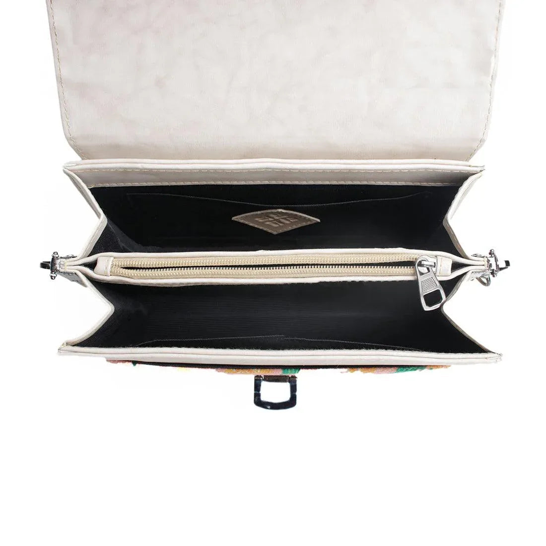 Beige Mini Embossed Chain Bag Purple Floral - CANVAEGYPT