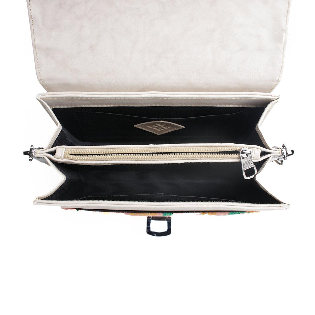 White Mini Embossed Chain Bag Floral - CANVAEGYPT
