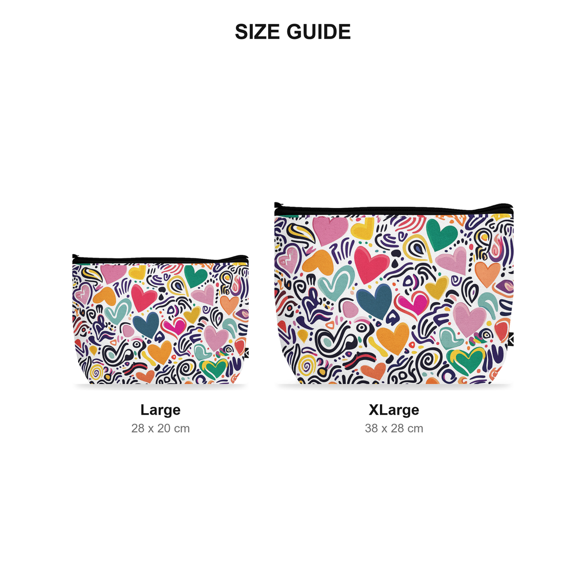 Makeup Pouch - Doodle - Size Guide