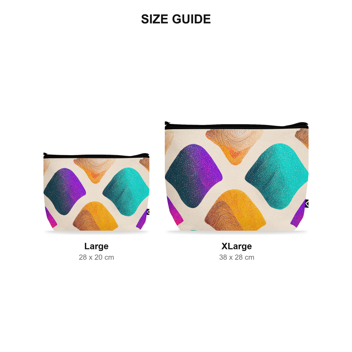 Makeup Pouch - Gems - Size Guide