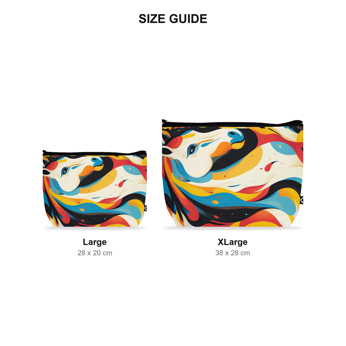Makeup Pouch - Giddy Up - Size Guide