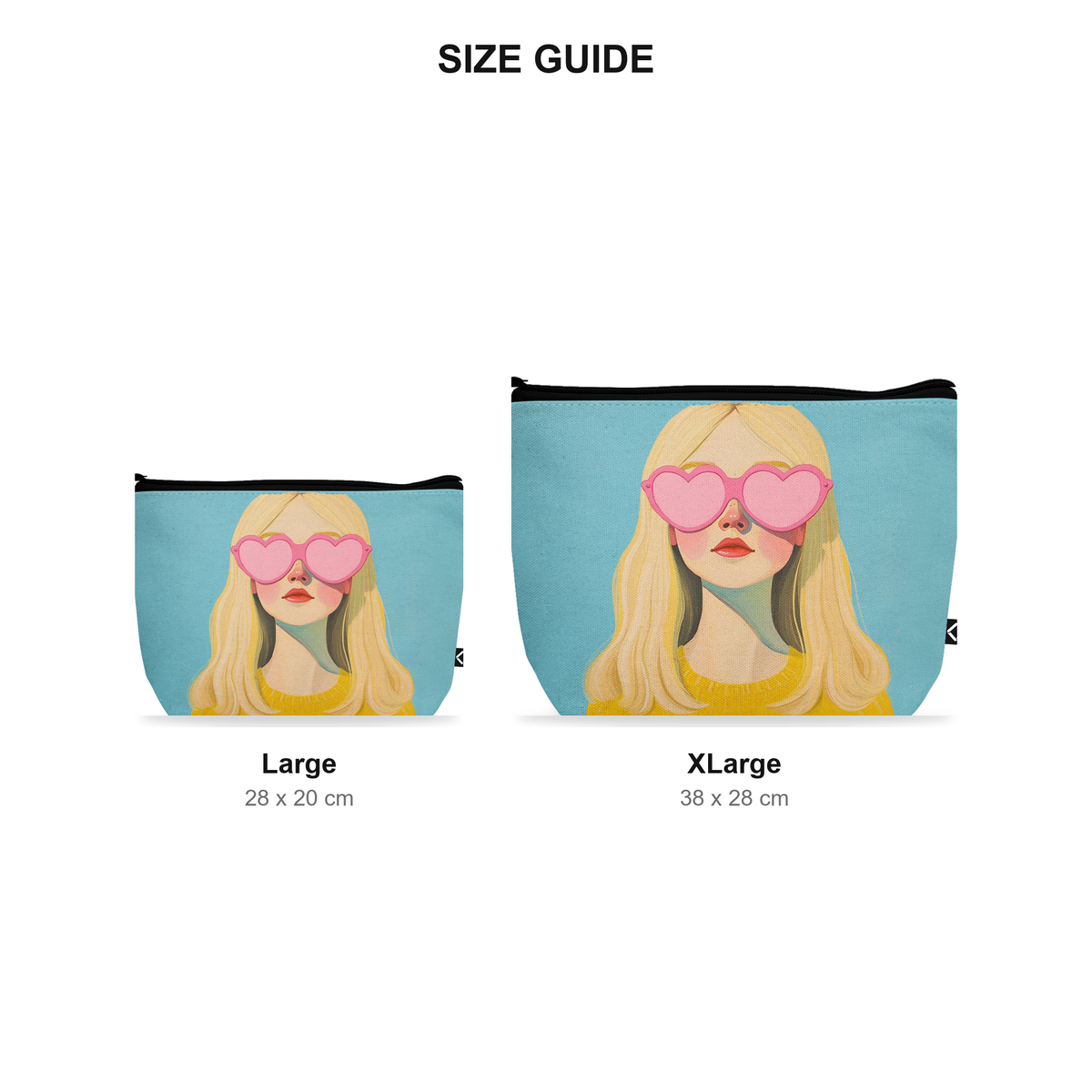 Makeup Pouch - Heart Eyes - Size Guide