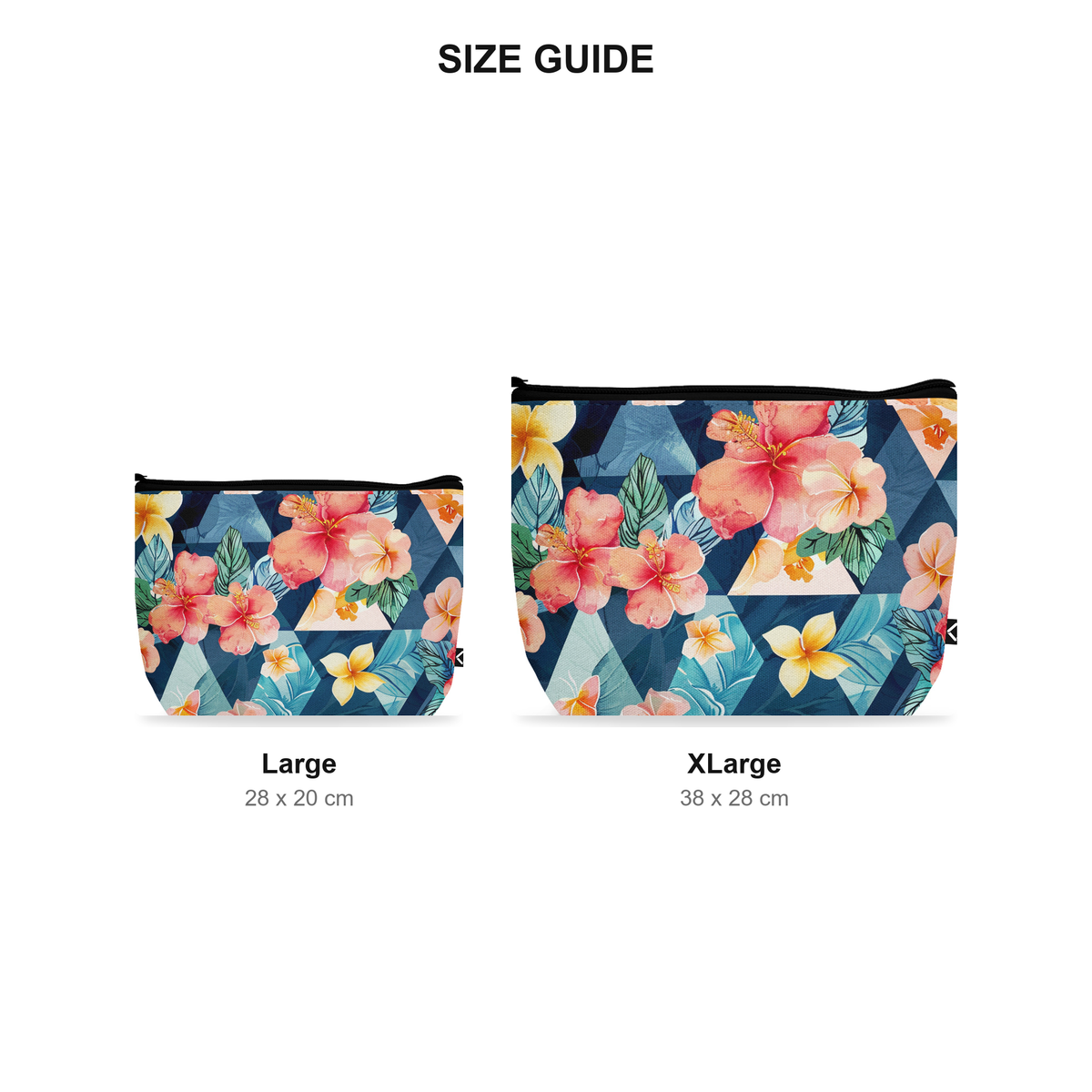 Makeup Pouch - Hibiscus - Size Guide