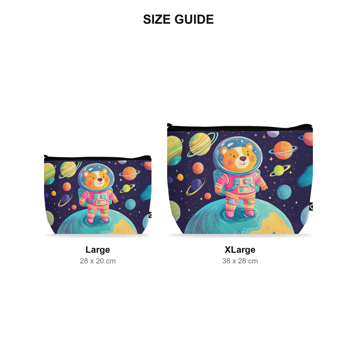 Makeup Pouch - Spacebear - Size Guide