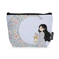 Makeup Pouch Ramadan 2026 Cute Girl with Floral Crescent Moon Fanous
