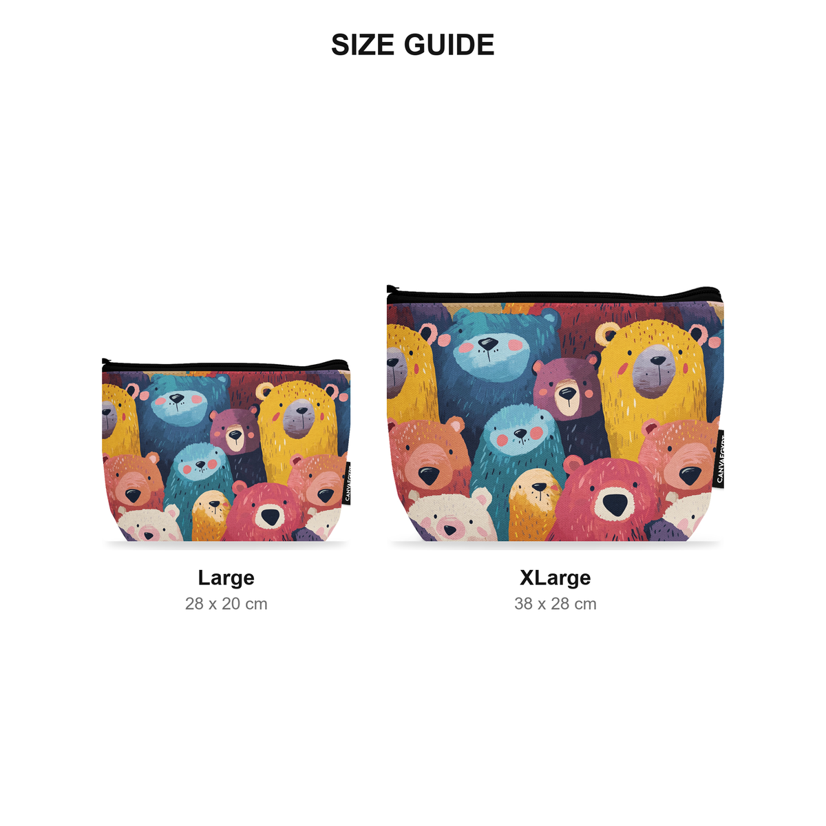 Makeup Pouch - Bear Family - Size Guide