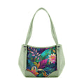 Mint Green Leather Tote Bag floral