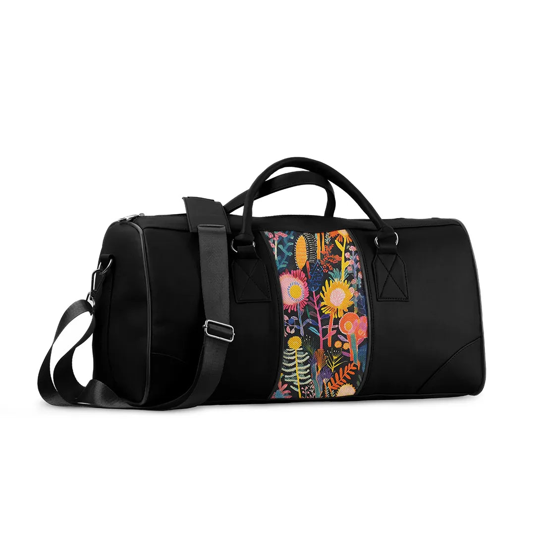 Black Mixed Duffel Bag Midnight Floralscape - 1