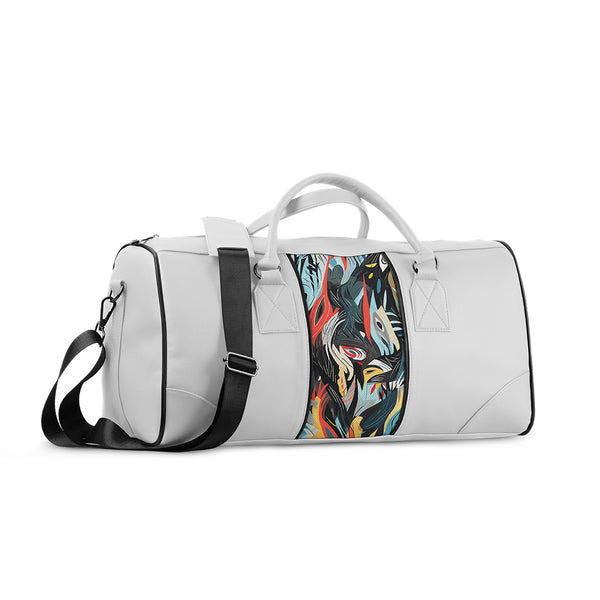 White Mixed Duffel Bag Abstract Avian Mosaic - 1