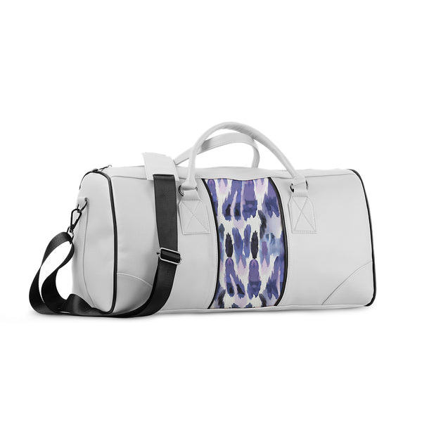 White Mixed Duffel Bag Lavender Brush Strokes - 1